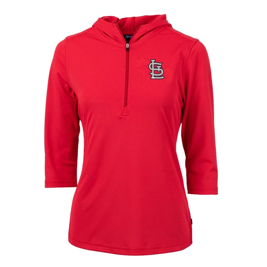 Women's St. Louis Cardinals Cutter & Buck Red Virtue Eco Pique 3/4 Sleeve Half-Zip Pullover Hoodie 3 Women's St. Louis Cardinals Cutter & Buck Red Virtue Eco Pique 3/4 Sleeve Half-Zip Pullover Hoodie