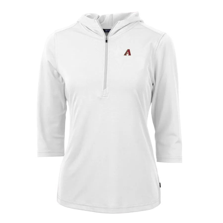 Women's Arizona Diamondbacks Cutter & Buck White Virtue Eco Pique 3/4 Sleeve Half-Zip Pullover Hoodie 3 Women's Arizona Diamondbacks Cutter & Buck White Virtue Eco Pique 3/4 Sleeve Half-Zip Pullover Hoodie