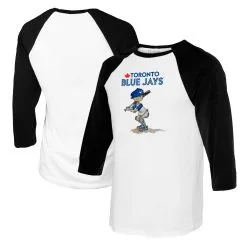 Women's Toronto Blue Jays Tiny Turnip White/Black Slugger 3/4-Sleeve Raglan T-Shirt