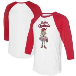 Women's St. Louis Cardinals Tiny Turnip White/Red Babes 3/4-Sleeve Raglan T-Shirt
