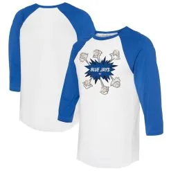 Women's Toronto Blue Jays Tiny Turnip White/Royal Baseball Pow 3/4-Sleeve Raglan T-Shirt