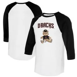 Women's Arizona Diamondbacks Tiny Turnip White/Black Teddy Boy 3/4-Sleeve Raglan T-Shirt