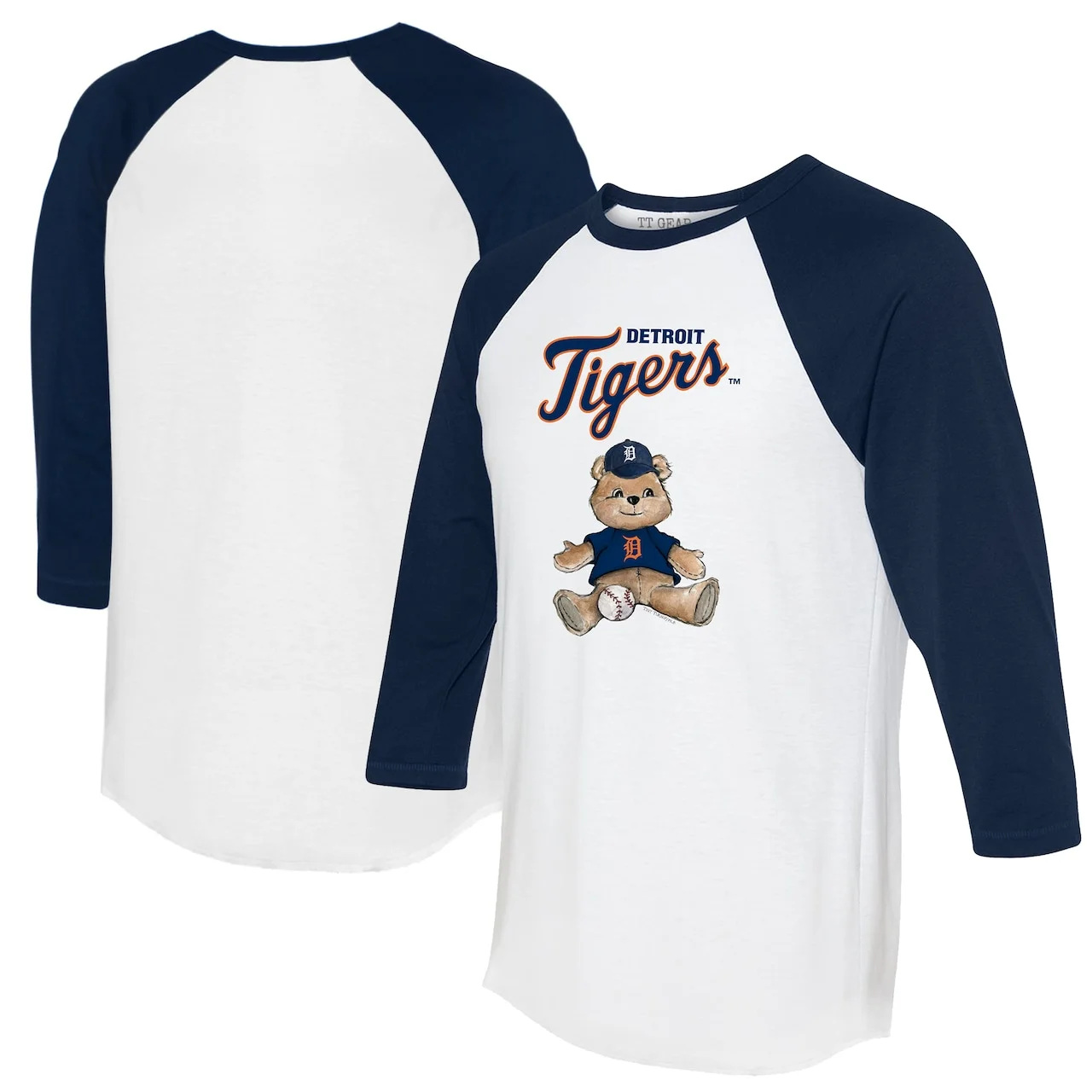 Women's Detroit Tigers Tiny Turnip White/Navy Teddy Boy 3/4-Sleeve Raglan T-Shirt 3 Women's Detroit Tigers Tiny Turnip White/Navy Teddy Boy 3/4-Sleeve Raglan T-Shirt