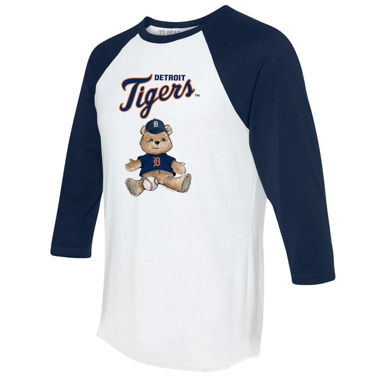 Women's Detroit Tigers Tiny Turnip White/Navy Teddy Boy 3/4-Sleeve Raglan T-Shirt 4 Women's Detroit Tigers Tiny Turnip White/Navy Teddy Boy 3/4-Sleeve Raglan T-Shirt - Image 2