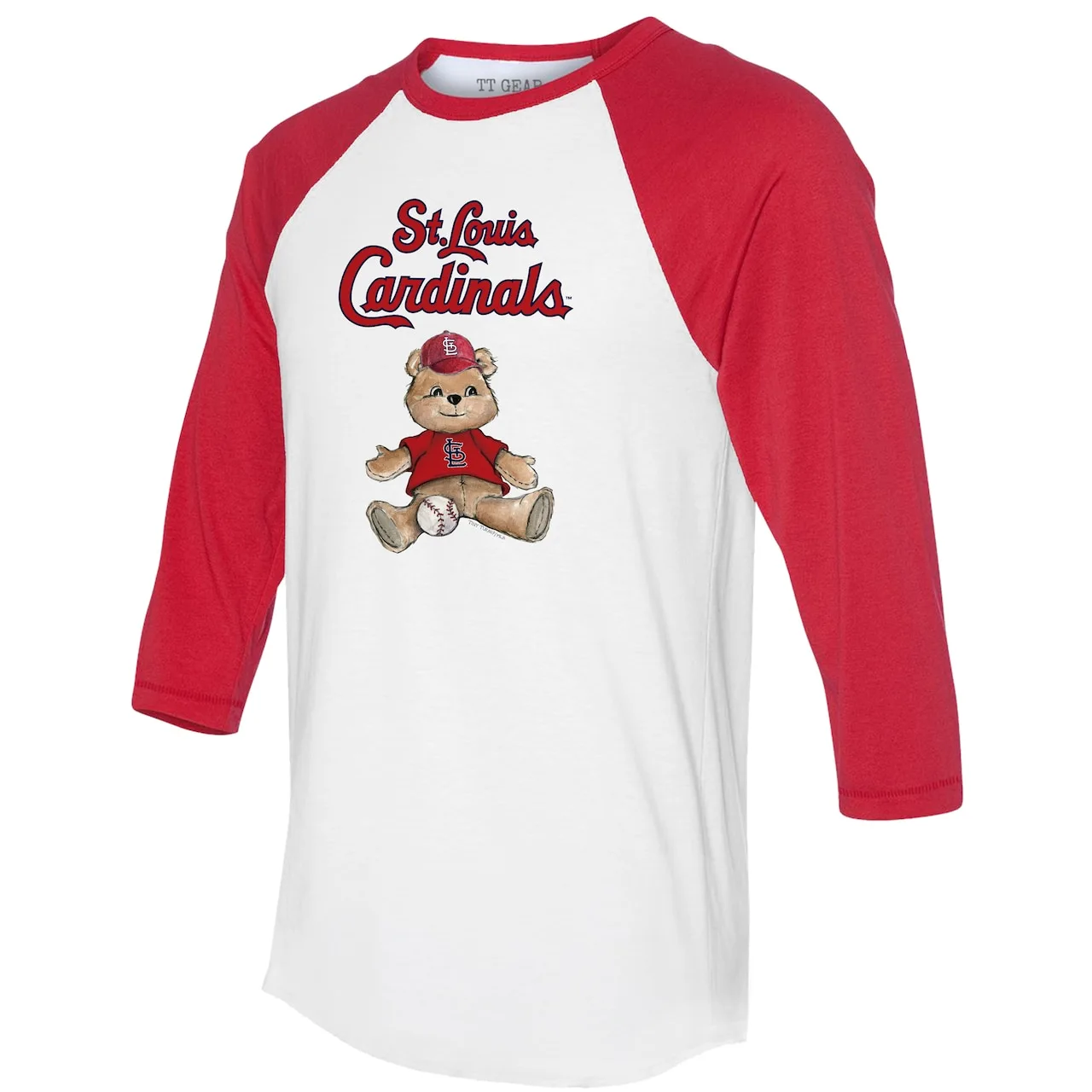 Women's St. Louis Cardinals Tiny Turnip White/Red Teddy Boy 3/4-Sleeve Raglan T-Shirt 4 Women's St. Louis Cardinals Tiny Turnip White/Red Teddy Boy 3/4-Sleeve Raglan T-Shirt - Image 2