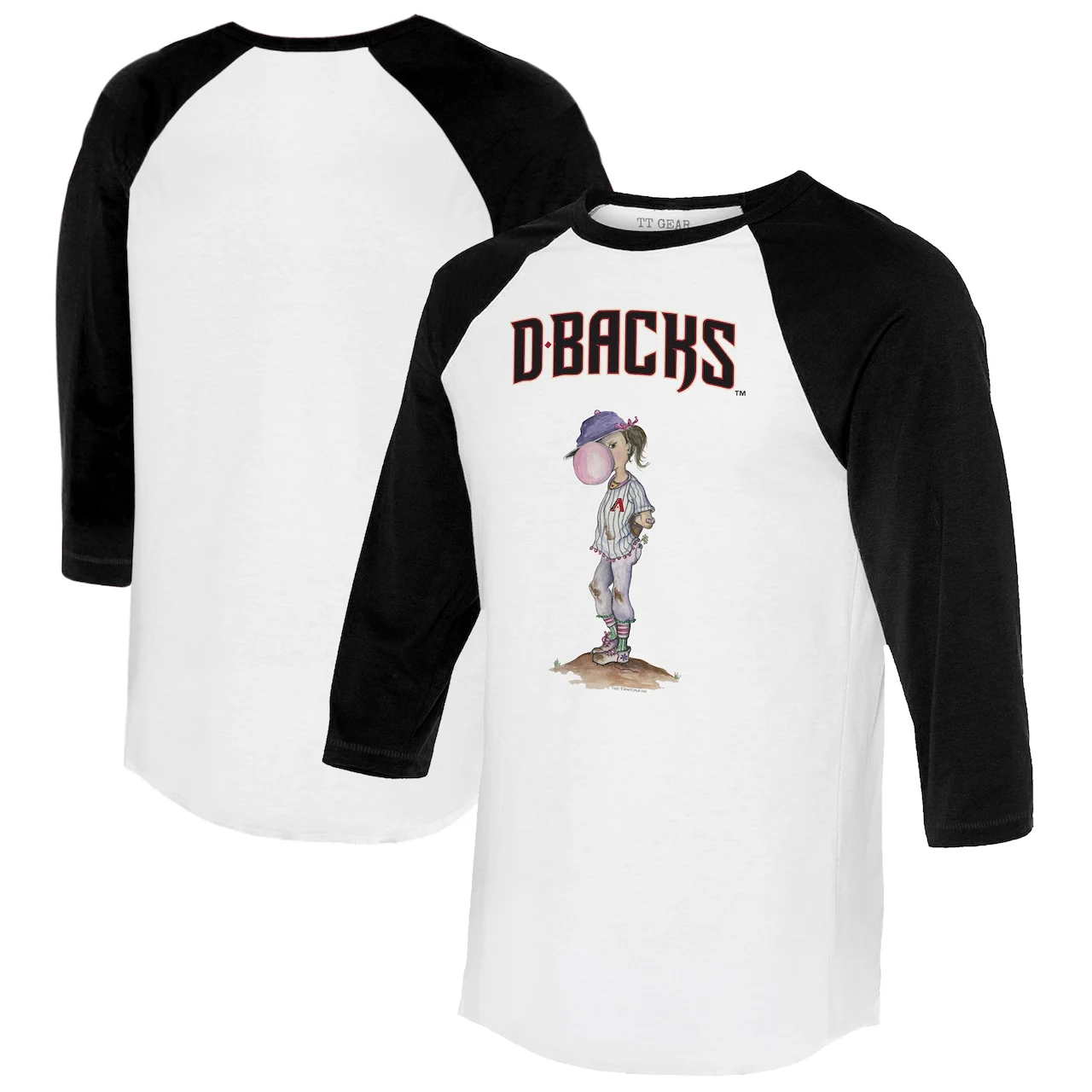 Women's Arizona Diamondbacks Tiny Turnip White/Black Bubbles 3/4-Sleeve Raglan T-Shirt 3 Women's Arizona Diamondbacks Tiny Turnip White/Black Bubbles 3/4-Sleeve Raglan T-Shirt