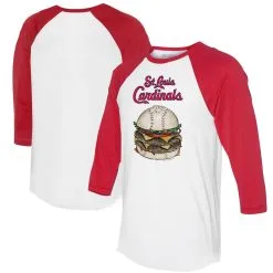 Women's St. Louis Cardinals Tiny Turnip White/Red Burger 3/4-Sleeve Raglan T-Shirt