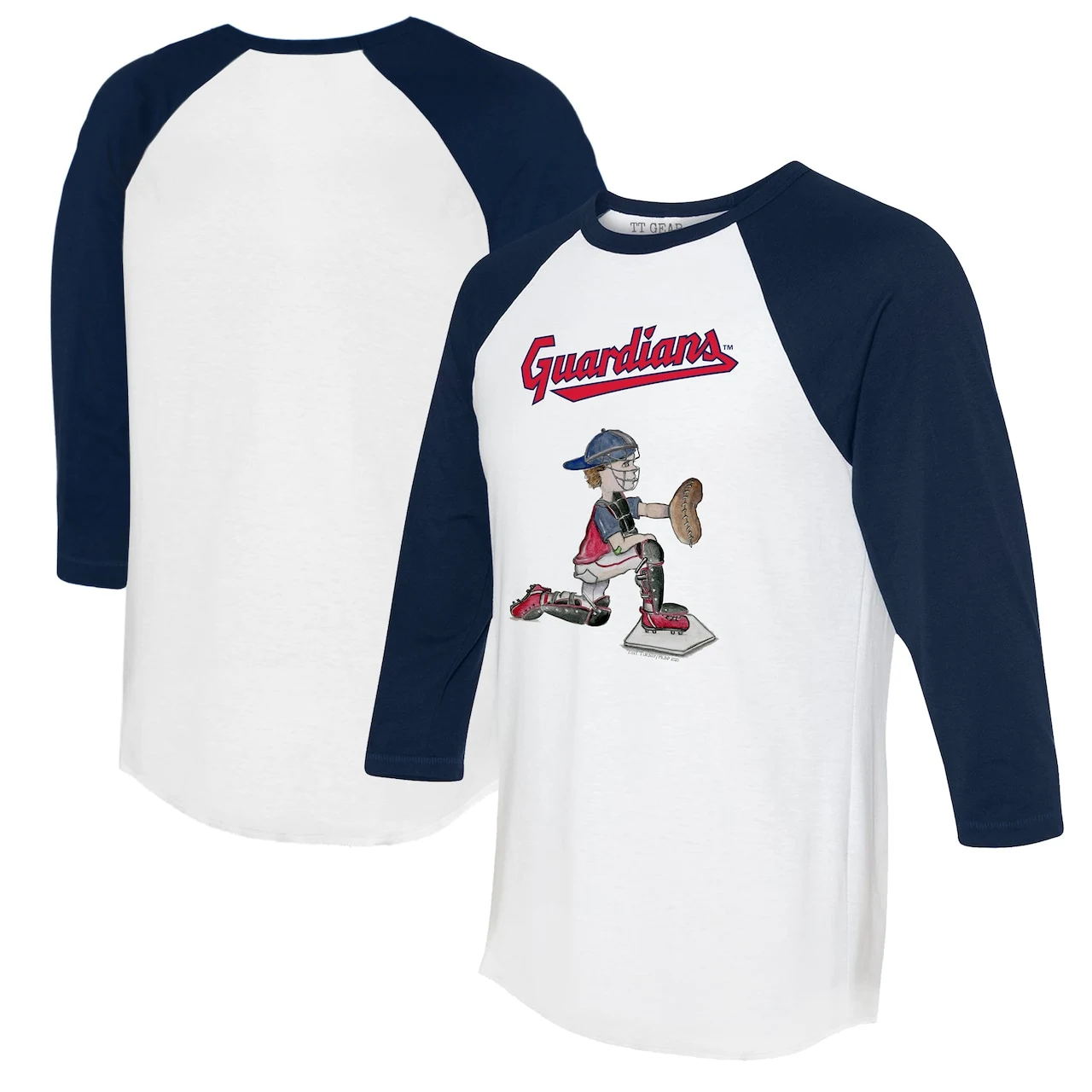 Women's Cleveland Guardians Tiny Turnip White/Navy Caleb 3/4-Sleeve Raglan T-Shirt 3 Women's Cleveland Guardians Tiny Turnip White/Navy Caleb 3/4-Sleeve Raglan T-Shirt