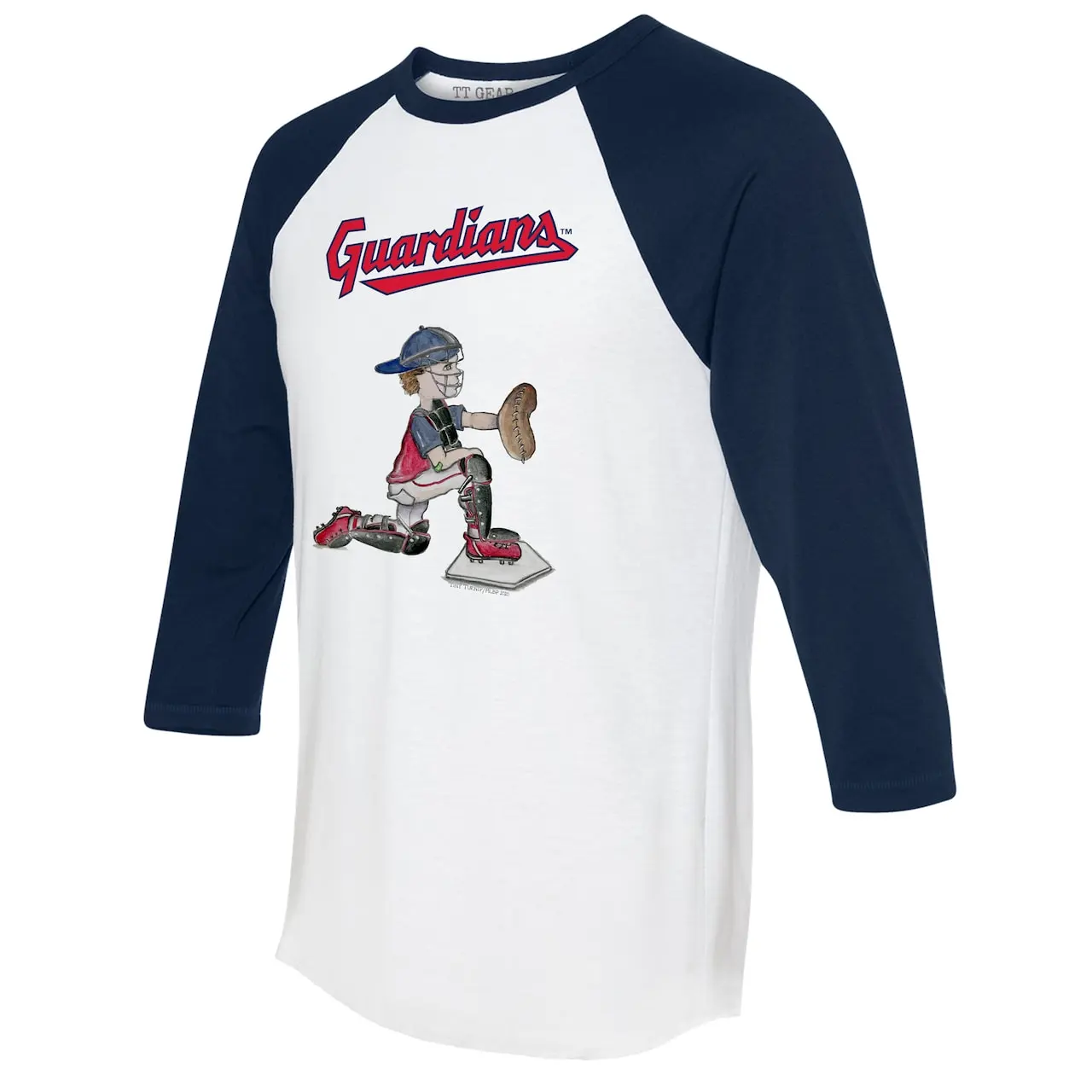 Women's Cleveland Guardians Tiny Turnip White/Navy Caleb 3/4-Sleeve Raglan T-Shirt 4 Women's Cleveland Guardians Tiny Turnip White/Navy Caleb 3/4-Sleeve Raglan T-Shirt - Image 2
