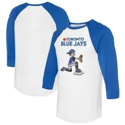 Women's Toronto Blue Jays Tiny Turnip White/Royal Caleb 3/4-Sleeve Raglan T-Shirt