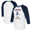 Women's Cleveland Guardians Tiny Turnip White/Navy Clemente 3/4-Sleeve Raglan T-Shirt