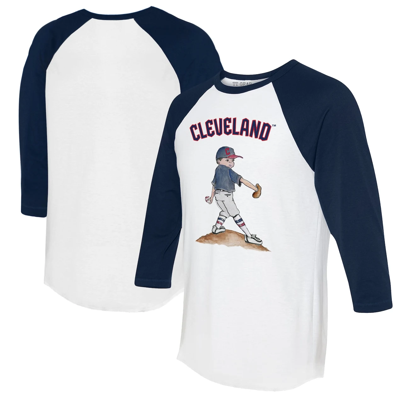 Women's Cleveland Guardians Tiny Turnip White/Navy Clemente 3/4-Sleeve Raglan T-Shirt 3 Women's Cleveland Guardians Tiny Turnip White/Navy Clemente 3/4-Sleeve Raglan T-Shirt