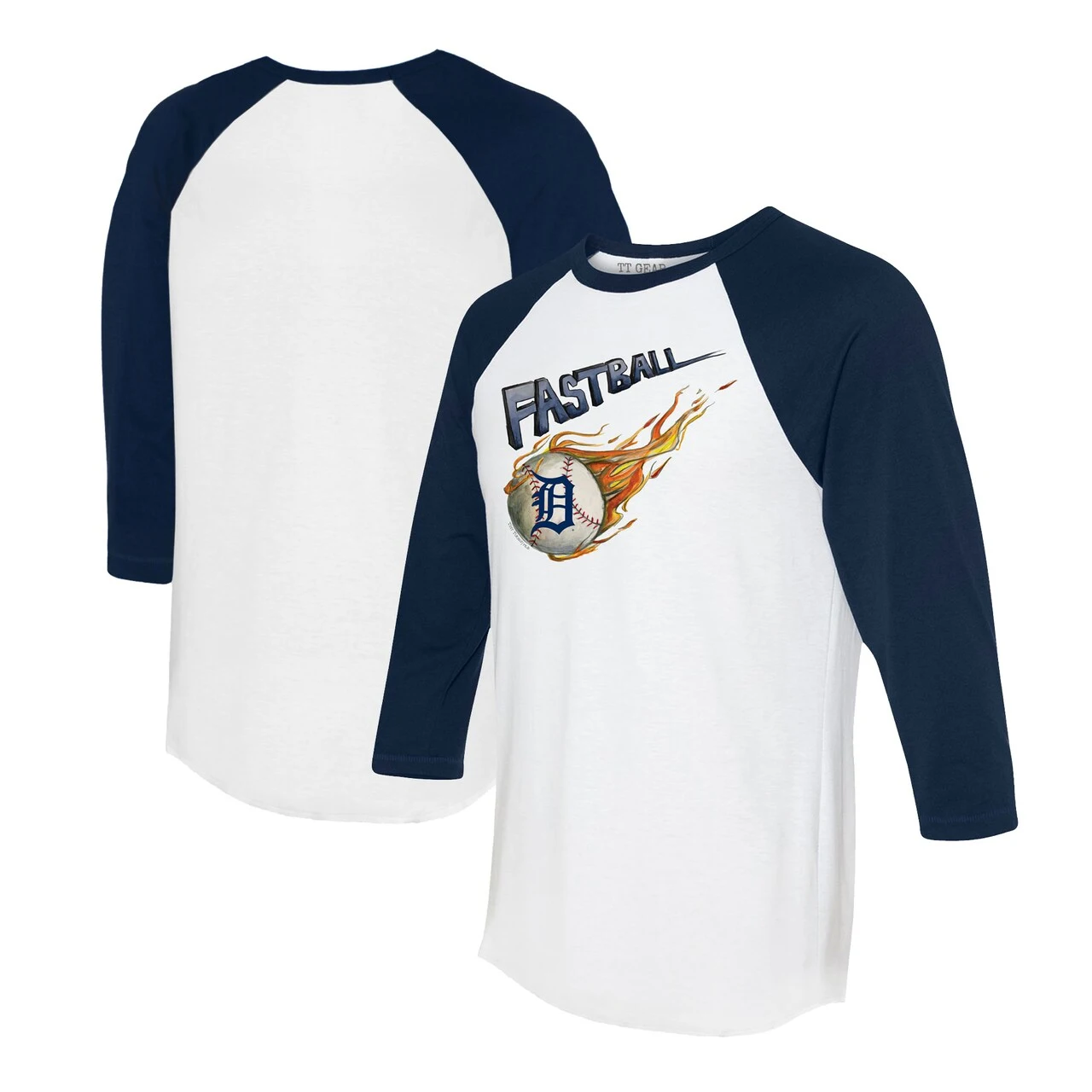 Women's Detroit Tigers Tiny Turnip White/Navy Fastball 3/4-Sleeve Raglan T-Shirt 3 Women's Detroit Tigers Tiny Turnip White/Navy Fastball 3/4-Sleeve Raglan T-Shirt