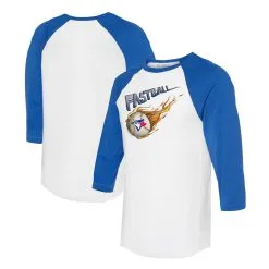 Women's Toronto Blue Jays Tiny Turnip White/Royal Fastball 3/4-Sleeve Raglan T-Shirt
