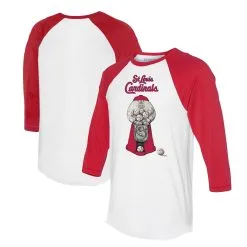 Women's St. Louis Cardinals Tiny Turnip White/Red Gumball Machine 3/4-Sleeve Raglan T-Shirt