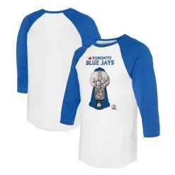 Women's Toronto Blue Jays Tiny Turnip White/Royal Gumball Machine 3/4-Sleeve Raglan T-Shirt