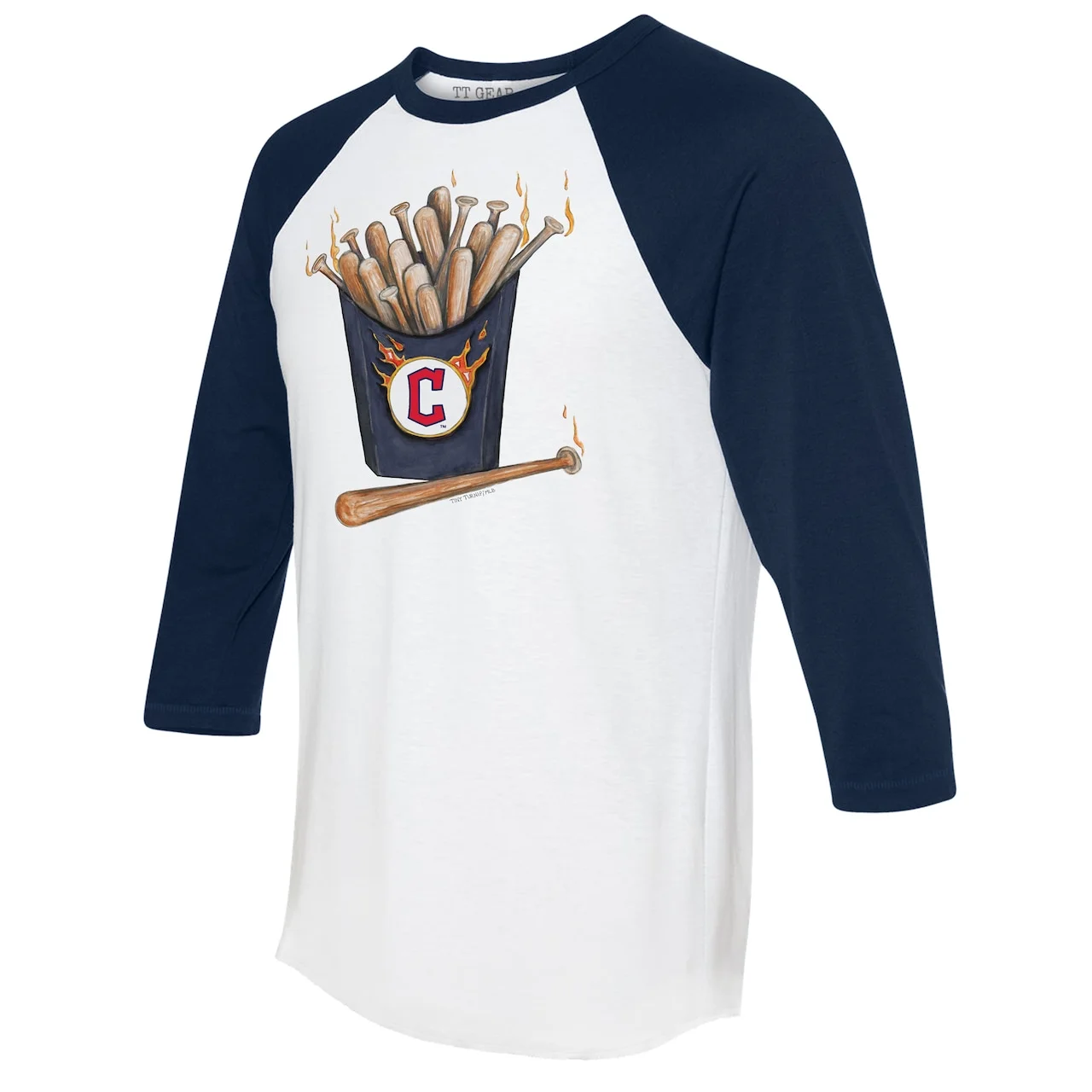 Women's Cleveland Guardians Tiny Turnip White/Navy Hot Bats 3/4-Sleeve Raglan T-Shirt 4 Women's Cleveland Guardians Tiny Turnip White/Navy Hot Bats 3/4-Sleeve Raglan T-Shirt - Image 2