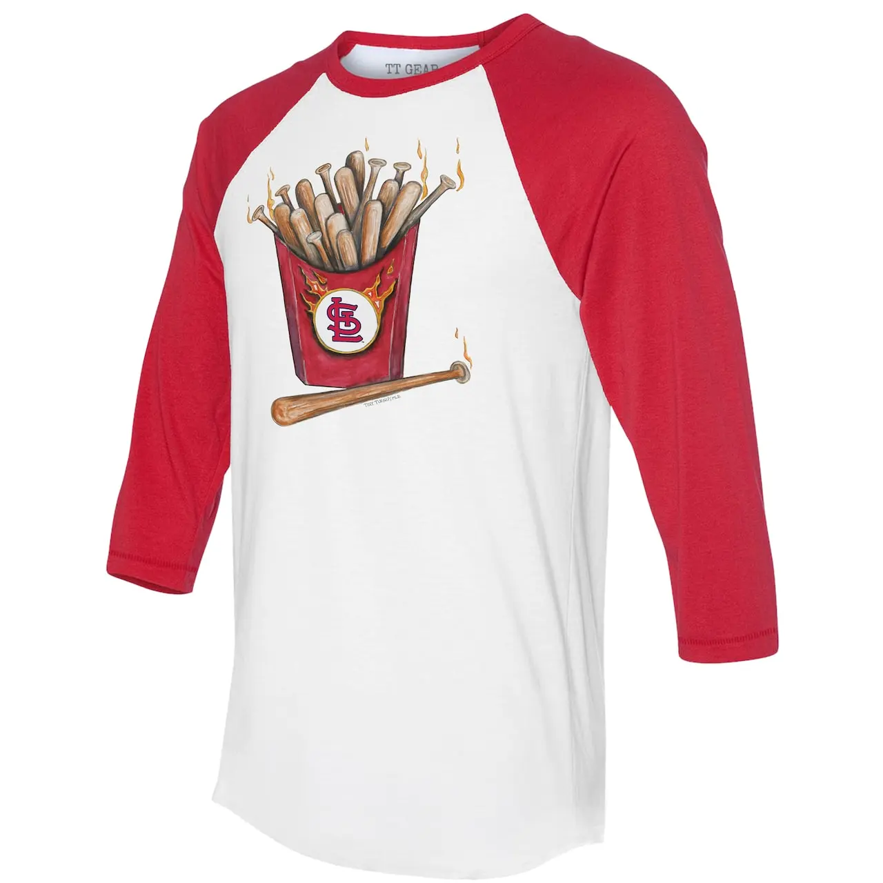 Women's St. Louis Cardinals Tiny Turnip White/Red Hot Bats 3/4-Sleeve Raglan T-Shirt 4 Women's St. Louis Cardinals Tiny Turnip White/Red Hot Bats 3/4-Sleeve Raglan T-Shirt - Image 2