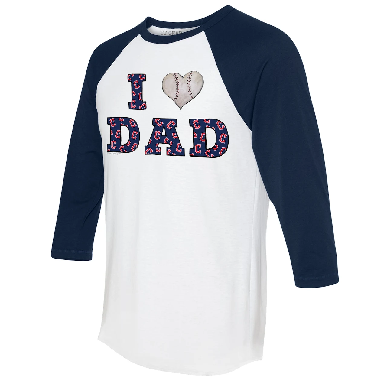 Women's Cleveland Guardians Tiny Turnip White/Navy I Love Dad 3/4-Sleeve Raglan T-Shirt 4 Women's Cleveland Guardians Tiny Turnip White/Navy I Love Dad 3/4-Sleeve Raglan T-Shirt - Image 2