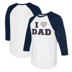 Women's Detroit Tigers Tiny Turnip White/Navy I Love Dad 3/4-Sleeve Raglan T-Shirt