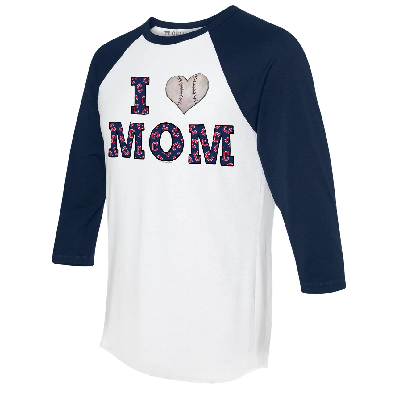 Women's Cleveland Guardians Tiny Turnip White/Navy I Love Mom 3/4-Sleeve Raglan T-Shirt 4 Women's Cleveland Guardians Tiny Turnip White/Navy I Love Mom 3/4-Sleeve Raglan T-Shirt - Image 2