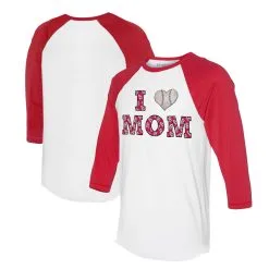 Women's St. Louis Cardinals Tiny Turnip White/Red I Love Mom 3/4-Sleeve Raglan T-Shirt