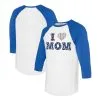 Women's Toronto Blue Jays Tiny Turnip White/Royal I Love Mom 3/4-Sleeve Raglan T-Shirt