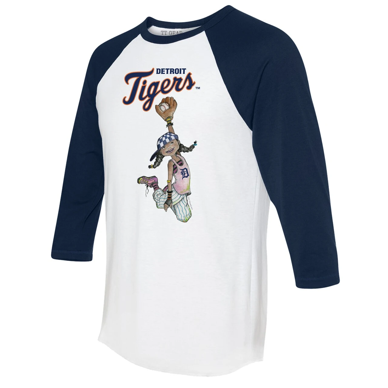 Women's Detroit Tigers Tiny Turnip White/Navy Jada 3/4-Sleeve Raglan T-Shirt 4 Women's Detroit Tigers Tiny Turnip White/Navy Jada 3/4-Sleeve Raglan T-Shirt - Image 2