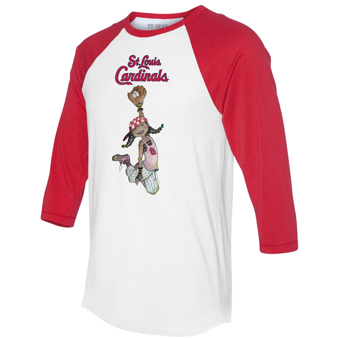 Women's St. Louis Cardinals Tiny Turnip White/Red Jada 3/4-Sleeve Raglan T-Shirt 4 Women's St. Louis Cardinals Tiny Turnip White/Red Jada 3/4-Sleeve Raglan T-Shirt - Image 2