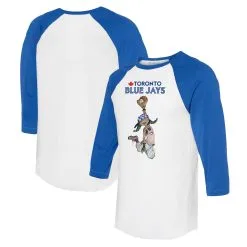 Women's Toronto Blue Jays Tiny Turnip White/Royal Jada 3/4-Sleeve Raglan T-Shirt