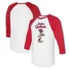 Women's St. Louis Cardinals Tiny Turnip White/Red James 3/4-Sleeve Raglan T-Shirt