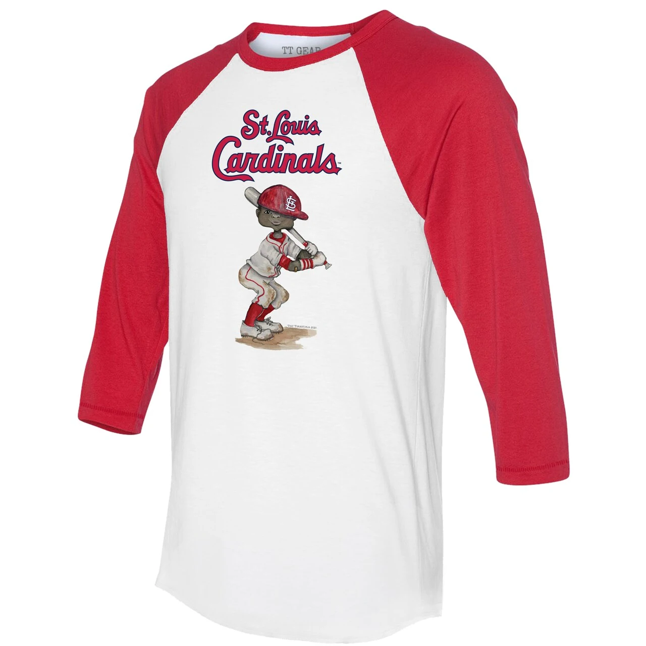 Women's St. Louis Cardinals Tiny Turnip White/Red James 3/4-Sleeve Raglan T-Shirt 4 Women's St. Louis Cardinals Tiny Turnip White/Red James 3/4-Sleeve Raglan T-Shirt - Image 2