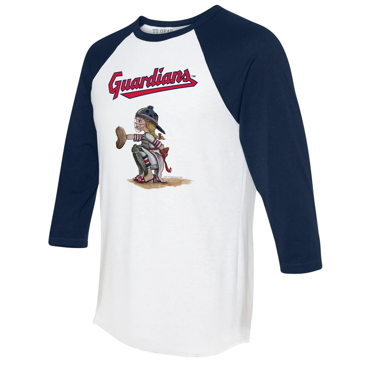 Women's Cleveland Guardians Tiny Turnip White/Navy Kate 3/4-Sleeve Raglan T-Shirt 4 Women's Cleveland Guardians Tiny Turnip White/Navy Kate 3/4-Sleeve Raglan T-Shirt - Image 2