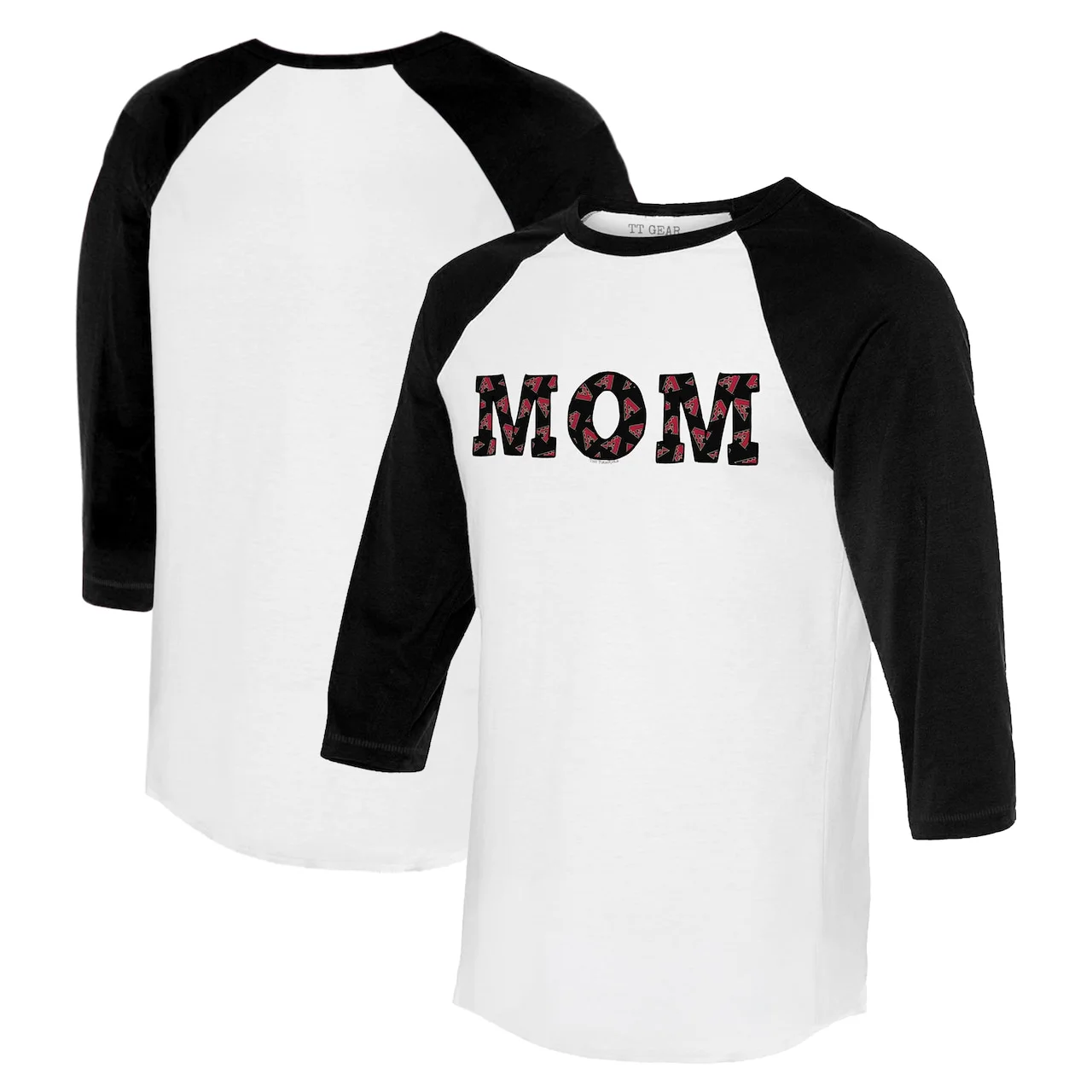 Women's Arizona Diamondbacks Tiny Turnip White/Black Logo Mom 3/4-Sleeve Raglan T-Shirt 3 Women's Arizona Diamondbacks Tiny Turnip White/Black Logo Mom 3/4-Sleeve Raglan T-Shirt