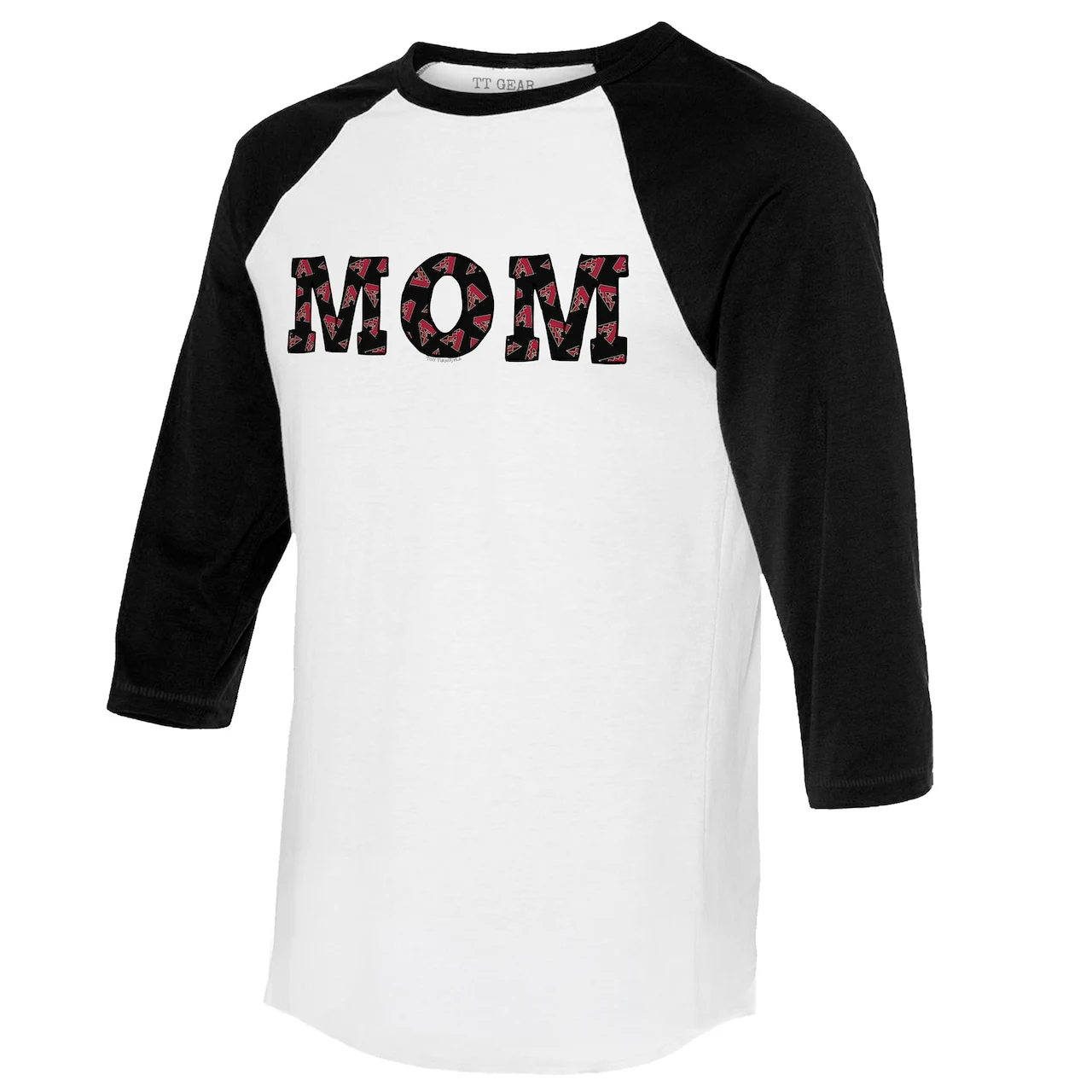 Women's Arizona Diamondbacks Tiny Turnip White/Black Logo Mom 3/4-Sleeve Raglan T-Shirt 4 Women's Arizona Diamondbacks Tiny Turnip White/Black Logo Mom 3/4-Sleeve Raglan T-Shirt - Image 2