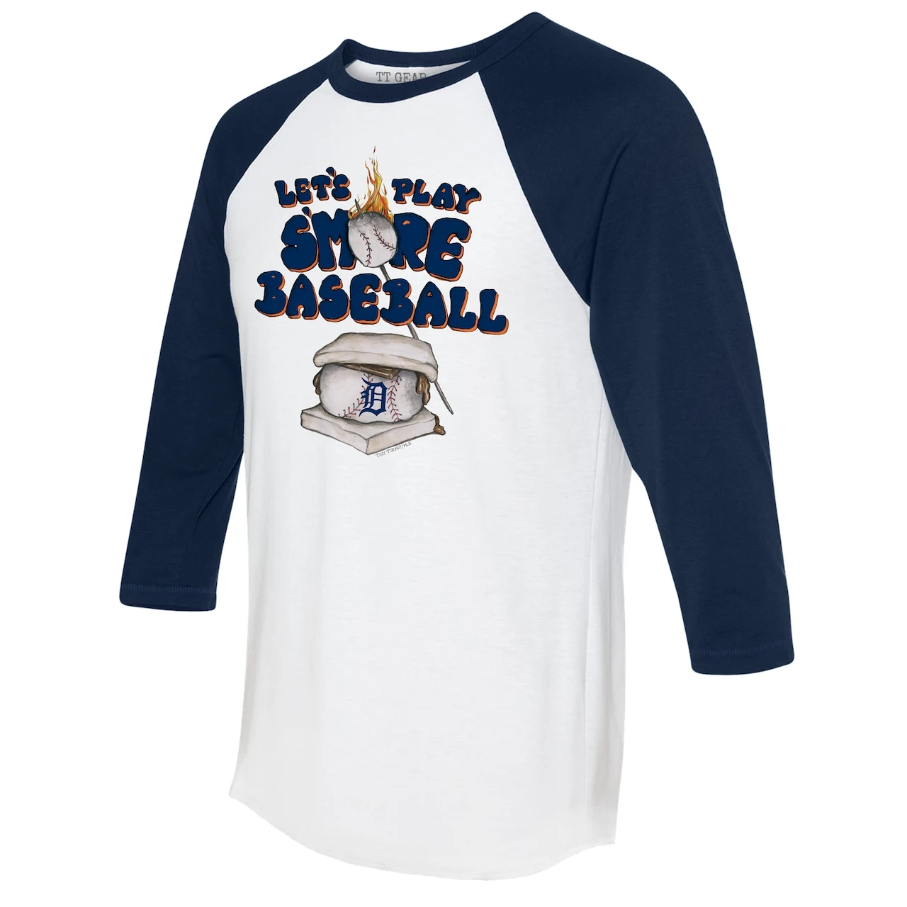 Women's Detroit Tigers Tiny Turnip White/Navy Smores 3/4-Sleeve Raglan T-Shirt 4 Women's Detroit Tigers Tiny Turnip White/Navy Smores 3/4-Sleeve Raglan T-Shirt - Image 2