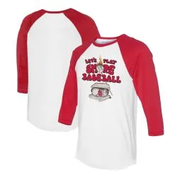 Women's St. Louis Cardinals Tiny Turnip White/Red Smores 3/4-Sleeve Raglan T-Shirt