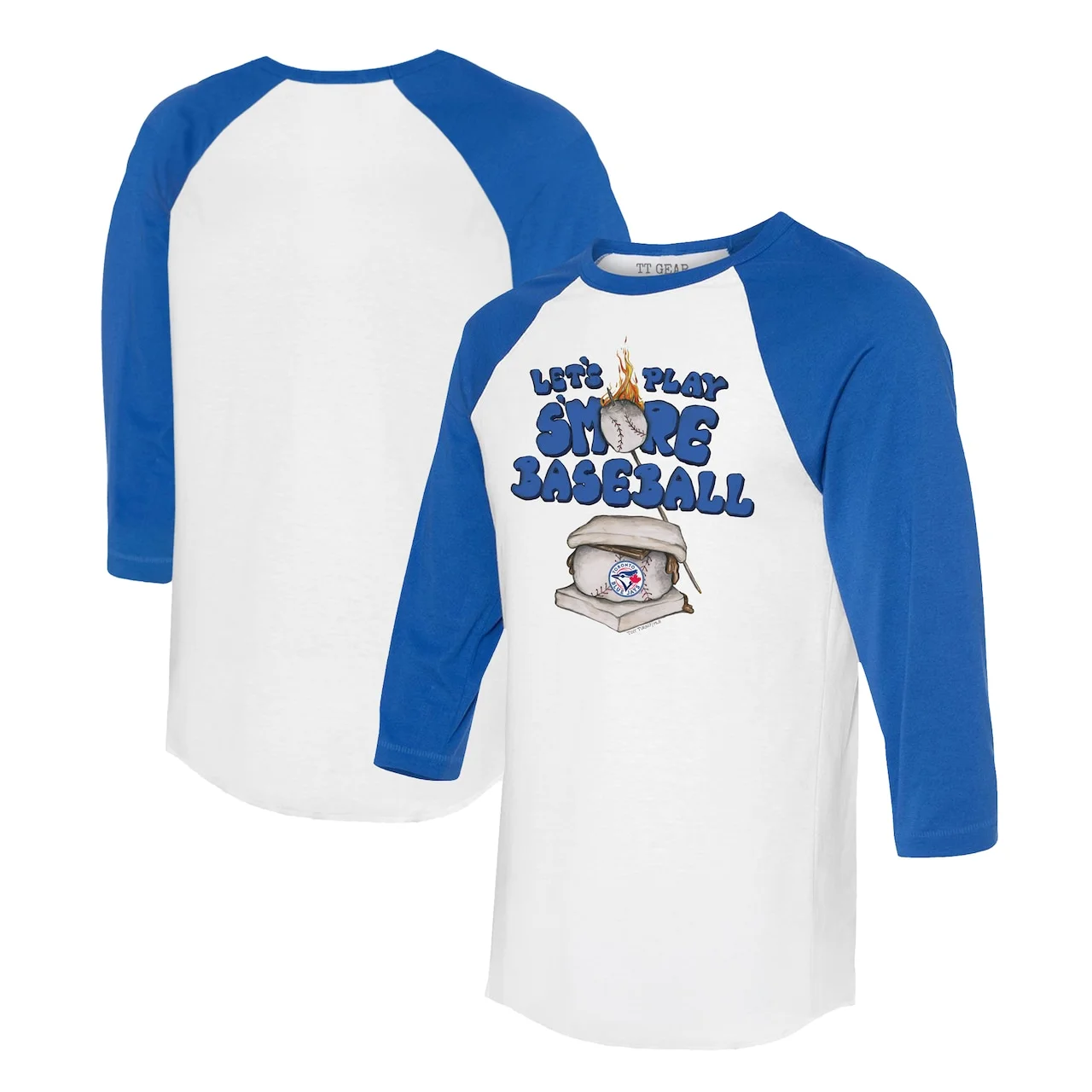 Women's Toronto Blue Jays Tiny Turnip White/Royal Smores 3/4-Sleeve Raglan T-Shirt 3 Women's Toronto Blue Jays Tiny Turnip White/Royal Smores 3/4-Sleeve Raglan T-Shirt