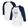 Women's Detroit Tigers Tiny Turnip White/Navy Stacked 3/4-Sleeve Raglan T-Shirt