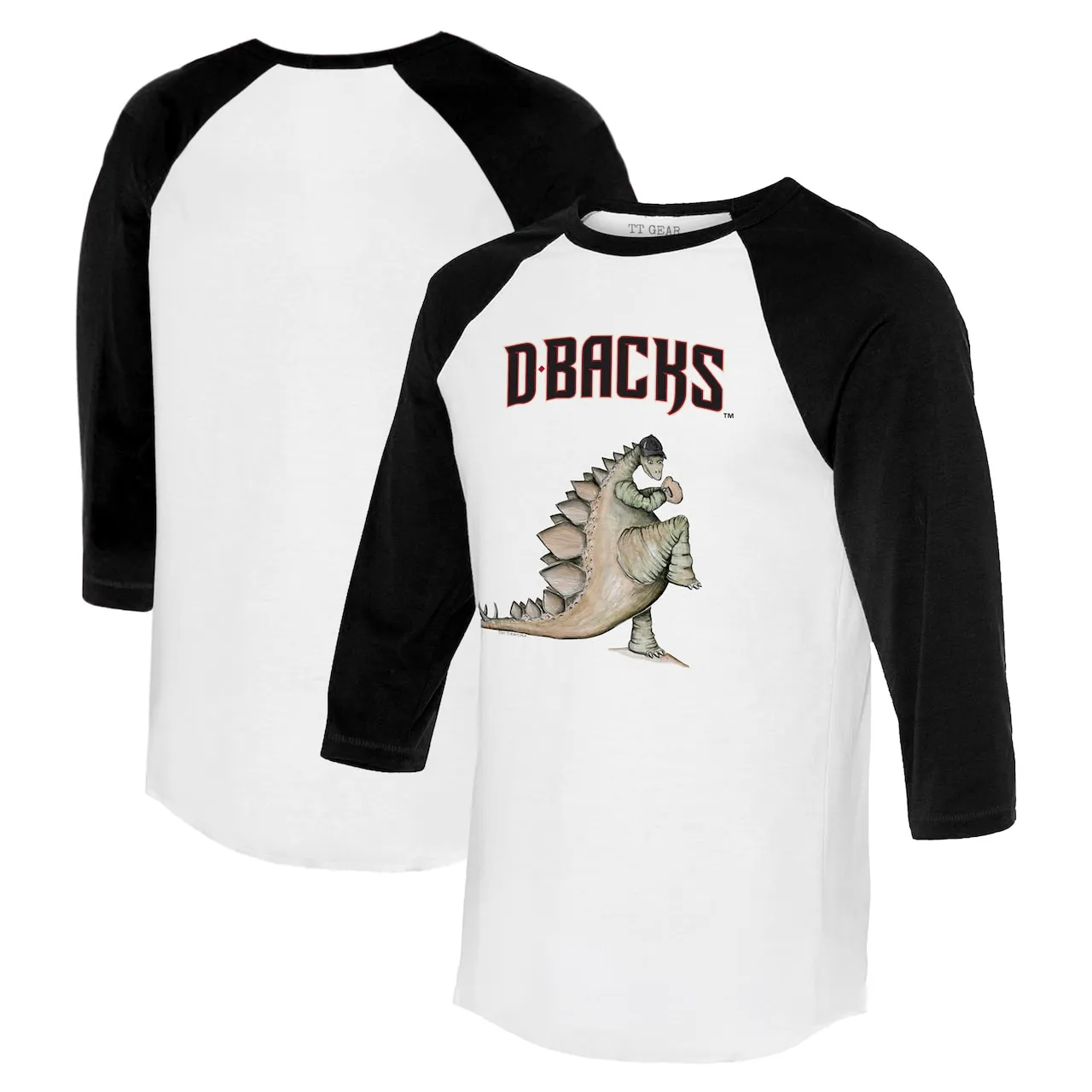 Women's Arizona Diamondbacks Tiny Turnip White/Black Stega 3/4-Sleeve Raglan T-Shirt 3 Women's Arizona Diamondbacks Tiny Turnip White/Black Stega 3/4-Sleeve Raglan T-Shirt