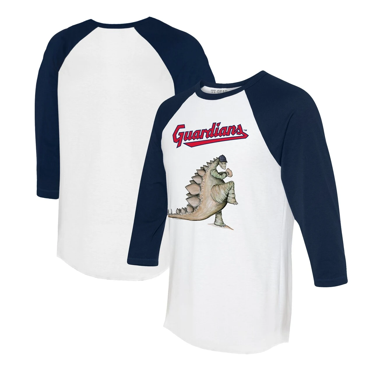 Women's Cleveland Guardians Tiny Turnip White/Navy Stega 3/4-Sleeve Raglan T-Shirt 3 Women's Cleveland Guardians Tiny Turnip White/Navy Stega 3/4-Sleeve Raglan T-Shirt