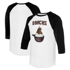 Women's Arizona Diamondbacks Tiny Turnip White/Black Sundae Helmet 3/4-Sleeve Raglan T-Shirt