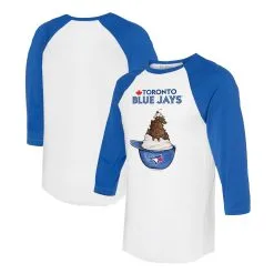 Women's Toronto Blue Jays Tiny Turnip White/Royal Sundae Helmet 3/4-Sleeve Raglan T-Shirt