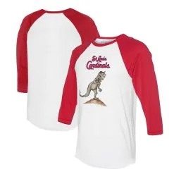 Women's St. Louis Cardinals Tiny Turnip White/Red TT Rex 3/4-Sleeve Raglan T-Shirt