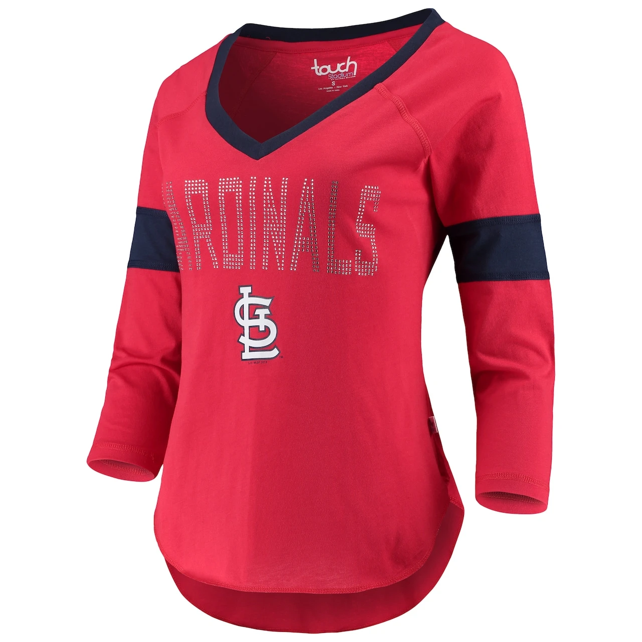 Women's St. Louis Cardinals Touch Red Ultimate Fan 3/4-Sleeve Raglan V-Neck T-Shirt 4 Women's St. Louis Cardinals Touch Red Ultimate Fan 3/4-Sleeve Raglan V-Neck T-Shirt - Image 2