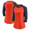 Women's Detroit Tigers Nike Orange/Navy Next Up Tri-Blend Raglan 3/4-Sleeve T-Shirt