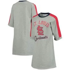 Women's St. Louis Cardinals G-III 4Her By Carl Banks Heathered Gray Turnover 3/4-Sleeve Tee Dress