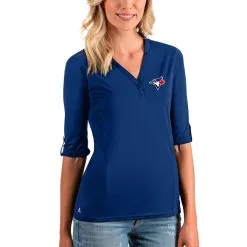 Women's Toronto Blue Jays Antigua Royal Accolade 3/4 Sleeve V-Neck Top