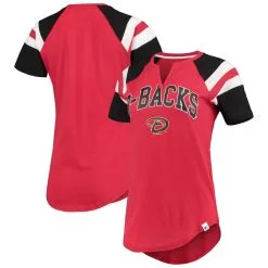 Women's Arizona Diamondbacks Starter Red/Black Game On Notch Neck Raglan T-Shirt