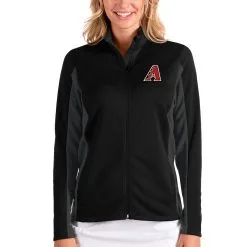 Women's Arizona Diamondbacks Antigua Black/Charcoal Passage Full-Zip Jacket